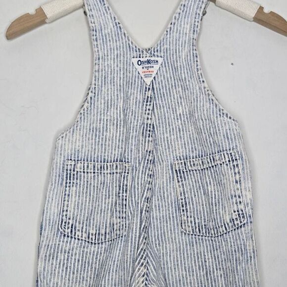 Vintage OshKosh Overalls Size 18 Months Stripes Vestbak Denim - Picture 6 of 8